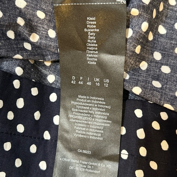 NWT s.OLIVER Black Label Dress Side Tie US Size 12 Blue Polka Dots Cap Sleeves - Picture 13 of 14